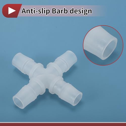 Plastic Hose Barb Fitting 5/8" OD Barb Cross 4 Way Pipe Connector Clear 10 Pcs - size: 5/8"OD