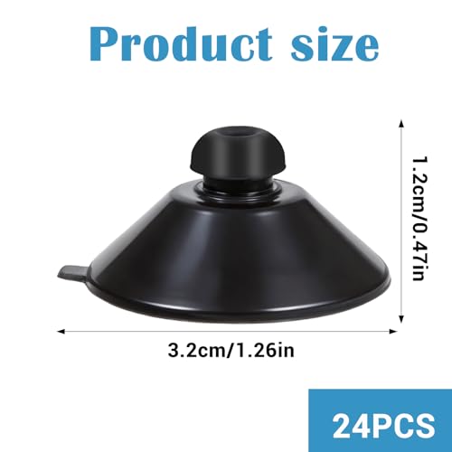 24PCS Fish Tank Suction Cups, Rubber Aquarium Suction Cups, 32mm Suction Cups for Aquarium, for Pump, Airline Tubing, Aeration Setup, Secure Attachment for Aquarium Accessories, Black