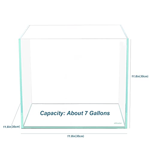 Allcolor Artisan Grade Ultra Clear Rimless Aquarium Tank, Low Iron Glass Fish Tank for Professional Aquascaping and Planted Layouts, 6-60 Gallons (7Gal - Top Glass Canopy) - size: 7Gal 11.8"L×11.8"W×11.8"H