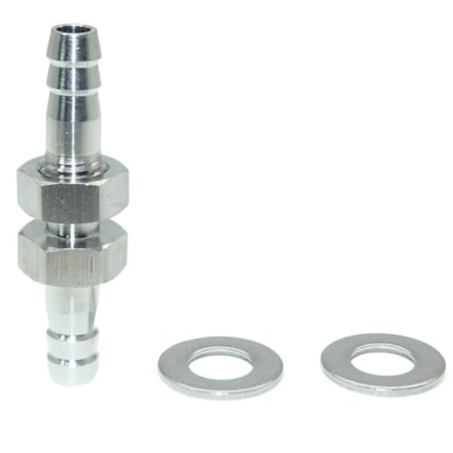 Beduan 5/16" Hose Barb Thru-Bulk Bulkhead Straight Hex Union Stainless Steel Fitting(Pack of 2) - size: 5/16" Hose Barb, style: Pack of 2