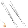 U-Taste 8" Kitchen Plating Tweezer Set: 18/8 Stainless Steel Food-Grade Metal Food Tong, Seamless-Welding, Flexible Pinching and Non-Slip for Serving, Decorating, Cooking, Baking (Round & Pointed Tip) - size: 8in (round+pointed tip)