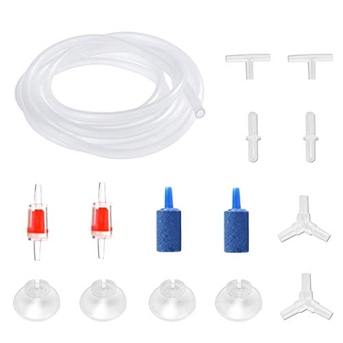 Aquarium Air Pump Accessories Kit with 80 Inch Standard Clear Airline Tubing, Air Stones, Check Valves, Suction Cups and Connectors for Fish Tank - color: Blue, size: 2 Air Stone Cylinder