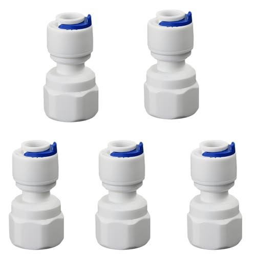 1/4"F to 1/4" Tube Push-Fit Adapter, 5 Pcs | Quick-connect adapter for RO reverse osmosis water filter systems, beverage dispensers & water purifiers. - size: 1/4"FPT to 1/4" QC Straight Adapter