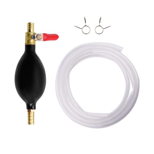 Gasoline Siphon Hose Pump, Manual Fuel Transfer Pump with 6.5FT PVC Gas Siphon Hose & Rubber Ball, Portable Hand Sucker Pump for Water Gasoline Oil Petrol Diesel Exchange (10MM)