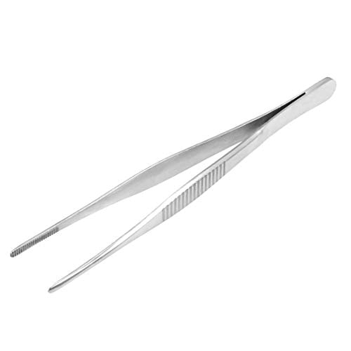 5-1/2 Inch Stainless Steel Tweezers with Straight Serrated Tip Multipurpose Forceps for Craft Repairing 2 Pack - size: 5-1/2 Inch