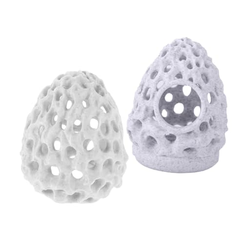 BETOOKY 2pcs Aquarium Shrimp Dome Hideout with Feeding Cave, Porous Reef Rock Fish Tank Decoration for Breeding and Shelter, Suitable for Betta and Small Shrimp Habitat