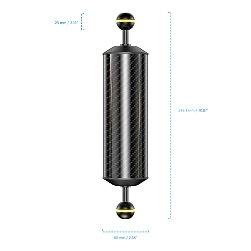 Sea frogs D60mm, 10'', Carbon Fiber Float Arm for Ultralight, Aquatic Arm, Buoyancy Provided 410g, Underwater Camera System Diving Tray Video Light/Strobe GA-7 - color: D60mm, 10'' Carbon Fiber Float Arm
