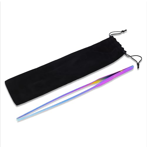 Mandala Crafts 15 Inches Rainbow Stainless Steel Straight Aquarium Tweezers for Aquatic Plants – Long Aquascape Forceps for Fish Tanks, Hospital Tanks, Goldfish Bowls, and Terrariums - color: Rainbow Straight Tweezers, size: 15 Inches