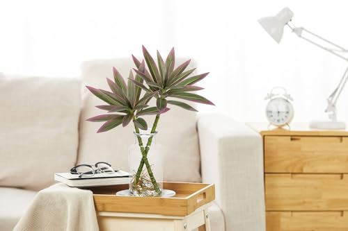 Artificial Pink Plants Stems in Glass Vase with Faux Water,Fake Silk Plant Dracaena Leaves for Centerpiece Table Decorations Farmhouse Wedding Home Greenery Decor - color: Pink#2