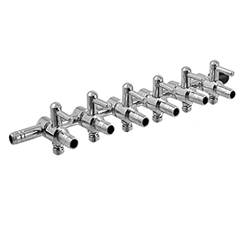 Aquarium Air Valve 6 Way Inline Manifold Air Flow Pump Tubing Splitter Lever Control Valve 2-Pack