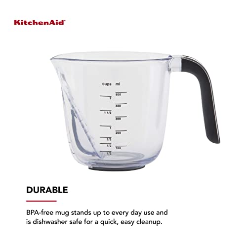KitchenAid Universal Easy View Angled Measuring Cup, Medium, Clear with Black Handle - color: Black, size: Medium, style: Angled