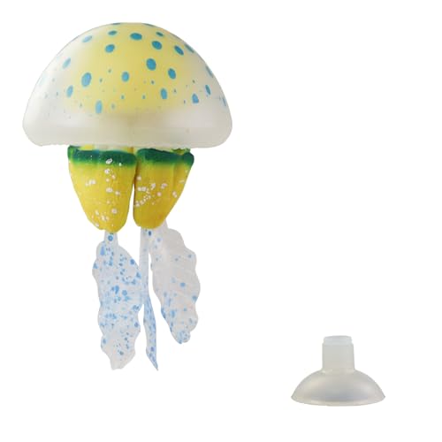 WishLotus Aquarium Jellyfish Decoration, Soft Silicone Glowing Aquarium Decorations Fluorescent Jellyfish with Suction Cup New Upgraded Simulation Aquarium Decor for Various Fish Tank (C 2, Blue) - color: Blue, style: C 2