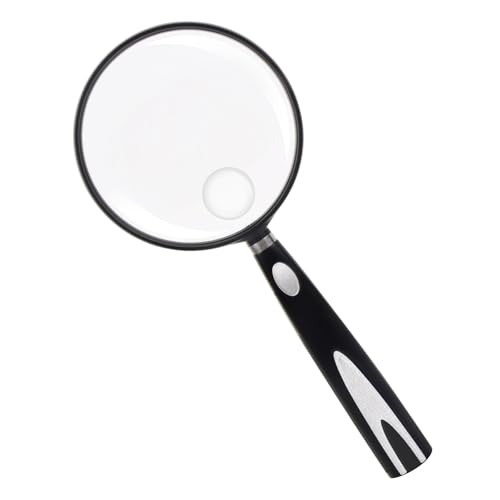 Feosky Handheld Reading Magnifier, Magnifier, 90mm Shatterproof Lens, Non-Slip Handle for Adults Close Work, Seniors Reading and Nature Exploration, Hobby Observation(Silver) - color: Silver, size: 90mm