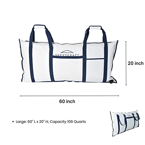 Savvycraft Waterproof Leakproof Insulated Fish Kill Bag, Heavy Duty Soft Fish Storage Bag with Easy Grip Handles, White 60" L x 20" H - style: Envelop: 60"l X 20"h