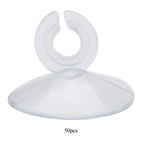 50pcs Aquarium Sucker Clips, Fish Tank Airline Tube Holders, Ultra Strong Suction Cup Clamps for Oxygen Pump Hose and Power Cables, Transparent Rubber Hose Holder Clips for