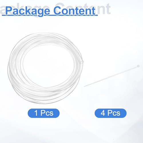 uxcell Flexible PVC Tubing, 4mm ID x 5mm OD - 6.6 Feet Long Clear Vinyl Water Pipe, Lightweight Plastic Hose Water Pipe with Zip Ties for Aquaponics, Air Hose, Irrigation - size: 4mm ID x 5mm OD