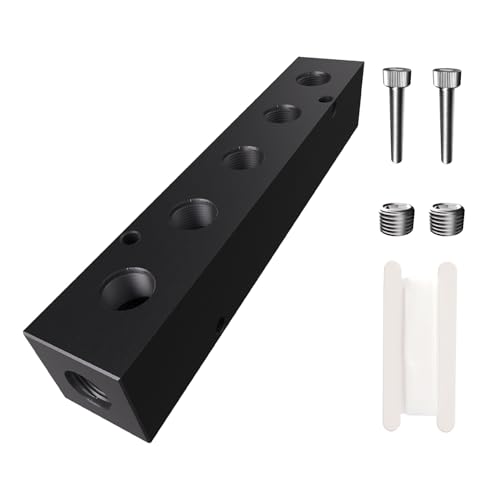1/4" NPT Air Compressor Manifold, Line Hose Splitter 5 Way 7 Ports Pneumatic Manifold Air Distribution Block with Accessories - style: 5 Way 7 Ports