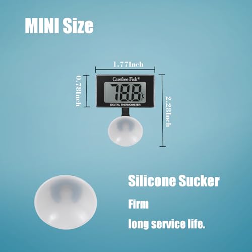 Aquarium Underwater Thermometer for Saltwater and Freshwater Replaceable Battery Temperature Error ±1℉