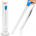 1 Piece Aquarium Coral Feeder with 1 Piece Stainless Steel Feeding Long Tweezers Syringe Spot Coral Feeder Reptile Feeding Tools for Aquatic Plant Reef Anemones Lionfish (Blue, Silvery) - size: 17.7 in Coral Feeder+15 in Tweezers