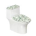 Polyester Toilet Lid Cover and Toilet Tank Lid Cover 2 Pcs, Durable Fabric Dust Cover with Elastic Edge Bathroom Decor Fit Most Round Elongated Oblong Lids, Green Leaves - color: Green Leaves