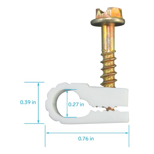 STEREN Coaxial Cable Clips - Cable Holder - Wire Clips - Siding Clips for Hanging - Cord Holder for Desk - Cable Clamps (White, 100 Count - Single Screw) - color: White, size: 100 Count - Single Cable
