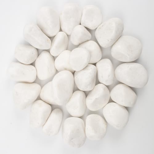 10lbs White Natural River Rocks, Polished Pebbles for Plants Garden, 2-3 inch Decorative White Stones, Ideal for Fish Tank, Vases, Crafting, Home Decor and Garden Landscaping Rocks - color: Pure White, size: Weight: 10 LB