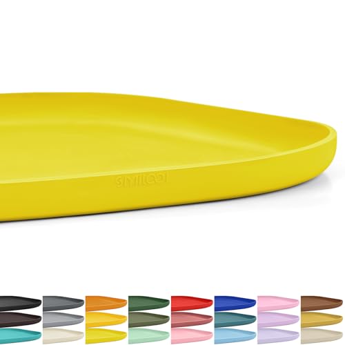 SMILOOL Small Silicone Pet Food Mat with Raised Edge for Food and Water Bowl, Square Dog Feeding Mats, Cat Food Trays for Floor Waterproof, Rubber Tray for Dogs and Cats, 12 x 12 x 0.7 Light Yellow - color: Light Yellow, size: 12"L x 12"W