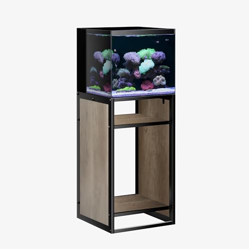 LANDEN Brown Metal Frame Stand, Three-Shelf for Fish Tanks up to 20 Gal, 45x45x80cm (17.7x17.7x31.49 in), for Fish Tanks and Reptile Terrariums, Home & Office Use - color: Beige Oak Wood, size: W17.7 x D17.7 x H31.5 in(45X45X80cm)