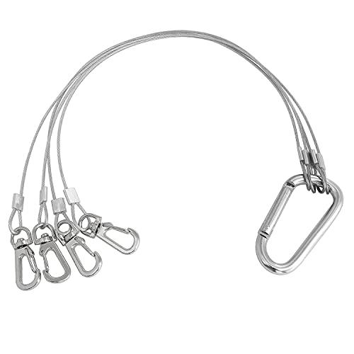Rope Hanger 2pcs 304 Stainless Steel Basket Plant Hanger Holder Light Hanging Wire Rope for Light-Emitting Diode Grow Light, Aquarium Lighting Tank Lamp, Indoor and Outdoor Plant 34cm