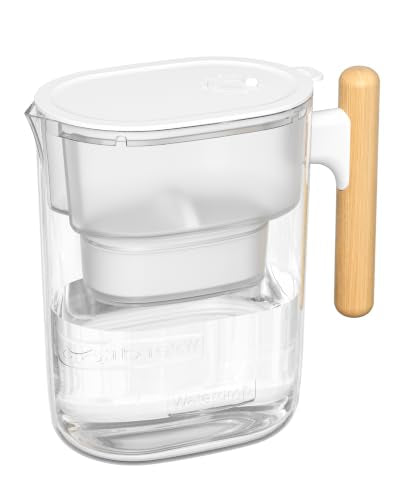 Waterdrop PT-04C Water Filter Pitcher, 10-Cup Capacity, NSF Certified, 200-Gallon Long-Life Filter, 5X Longer Filter Life, Reduces PFOA/PFOS and Chlorine, BPA-Free, Sturdy Wooden Handle, Clear - color: Clear, style: Classic Pitcher