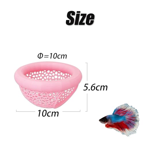 Aquarium Floating Betta Fish Skins, Betta or Shrimp Feeder, Cave and Hammock, Small Fish Feeding Rings, Aquarium Hiding Feeding Decorative Accessories (Pink) - color: Pink