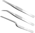 3Pcs Silver Stainless Steel Tweezers Set - 6.22" to 6.4" Multi-Purpose Precision Tools for Gardening, Kitchen and More