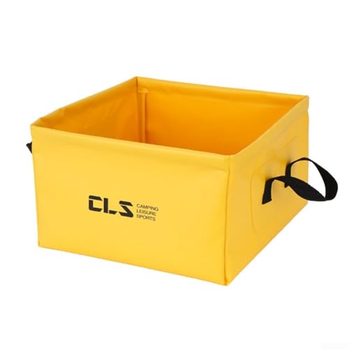 13L Folding Water Bucket, Duty 500D PVC Collapsible Wash Basin for Camping Fishing, Portable Square Container with Handle, Quick Dry Tear Resistant Outdoor Gear for Hiking Travel(Yellow) - color: Yellow