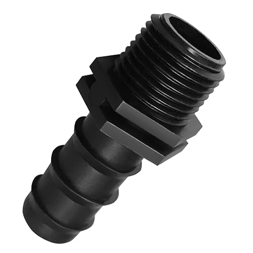 Lakesstory 3/4 Inch PVC Barbed Hose Connector - Sch 40, 3/4 Inch MNPT Male Pipe Thread, Black, 1 Piece, 2.5 Inch Length - color: Black, size: 3/4 in hose connector