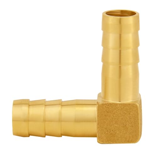 Uenede 3PCS Solid Brass 3/8"OD Barb Elbow Fittings 2-Way 90 Degree L Right Angle Block Barbed Fitting for Water/Oil/Gas - size: 3/8" Barb, style: Elbow (2-Way)