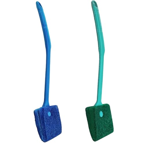 2PCS Double Sided Sponge Brush Cleaner, Long Handled Fish Tank Brush, Aquarium Cleaning Tools，Fish Tank Glass Cleaner， Suitable for Glass Aquariums and Home Kitchens