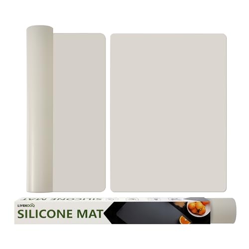 Silicone Mat for Kitchen Counter, Silicone Mat Trimable to Size (Light Grey, 23.6×15.7inch-2PCS), BPA-Free Silicone Placemat, Heat-Resistant NonSlip Table Mat for Air Fryer, Countertop Protector Mat - color: Light Grey, size: (L - 23.6''x 15.7‘’x 0.05'')
