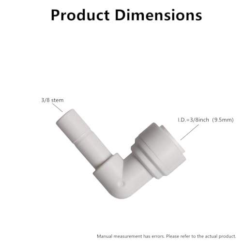 10 PCS Water Pipe Stem Elbow Connector for 3/8 inch Tubing 90 degree elbow Push to Connect Plastic Quick Fittings for Reverse Osmosis System - style: 3/8" stem elbow connect(10)