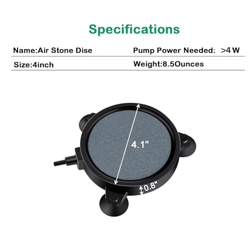 AQUANEAT Aquarium Air Stone Disc 4 inch, Aerator Bubble Diffuser, Air Pump Accessories Airstones for Aquariums, Fish Tanks,Hydroponics,and Ponds - size: 4 inch (1 pack)