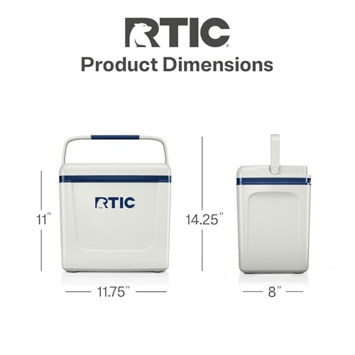 RTIC 8 QT Road Trip Personal Cooler, Small, Compact, Insulated, Portable Ice Chest Box for Food, Drink, Beverage, Beach, Camping, Picnic, Fishing, Boat, 12-Can Capacity - color: Cool Grey & Navy