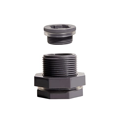 1/2 Inch PVC Bulkhead Water Tank Connector Adapter Fitting with Plugs Thru-Bulk Pipe Fitting for Rain Barrels, Aquariums, Ponds(Set of 1) - size: 1/2"-1pcs