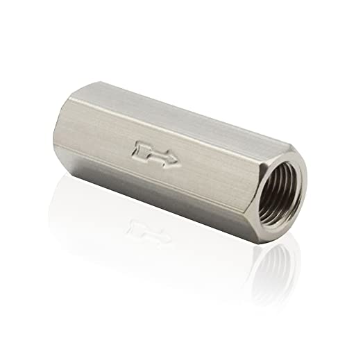 Air Check Valve G1/4" Female Threaded Full Ports One Way Silver Water Brass Non Return Check Valve (Pack of 2) - size: 2PCS