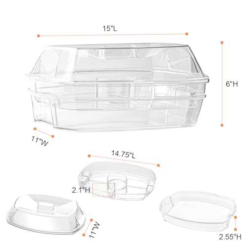 IVYHOME Fruit Ice Serving Tray, Chilled Veggie Tray, Shrimp Cocktail Serving Dish, Appetizer Serving Platter for Parties, with Lid and 4 Compartments