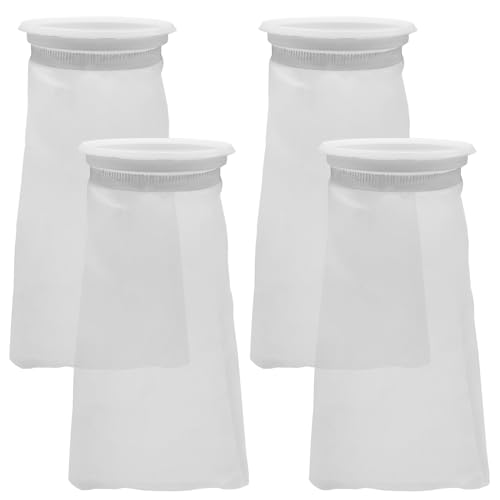 4 Pack 4 Inch Aquarium Filter Bags, Nylon Mesh Filter Socks, 200 Micron Felt Filtration, 4 Inch Ring by 10 Inch Long - size: 10''x4'' (200 Micron)