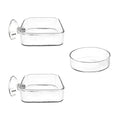 Aquarium Shrimp Feeder Dish Glass Fish Tank Feeding Bowls, 2pcs Square Glass Food Bowl (60mm), 1pcs Round Fish Feeding Bowls with Suction Cups (60mm) - size: 3x Bowl Combine 4