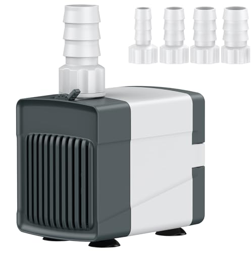 Pawfly 210 GPH Fountain Pump, 15 W Submersible Water Pump with 5.2 ft. High Lift and 4 Nozzles, Quiet Water Fountain Pump for Aquarium Fish Tank Waterfall Pond & Hydroponics - style: 210 GPH