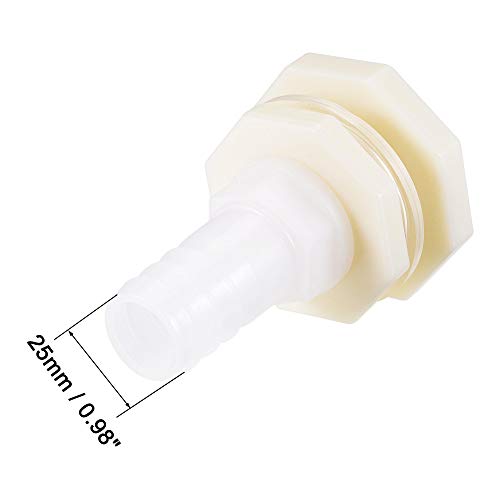 uxcell Bulkhead Fitting Adapter 25mm Barbed x G1 Female ABS White for Aquariums, Water Tanks, Tubs, Pools - size: G1