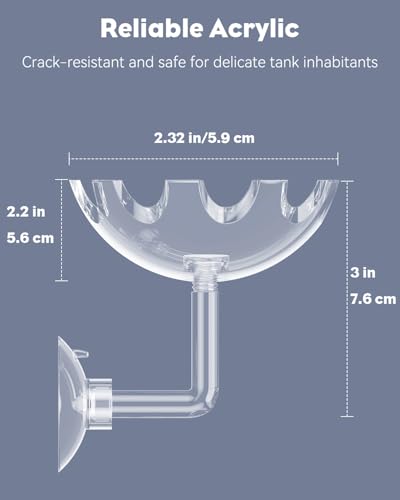 Pawfly Shrimp Feeding Dish with Suction Cup, Clear Acrylic Aquarium Shrimp Feeder, Fish Feeding Tray for Freshwater and Saltwater Tanks, Flower-Shaped