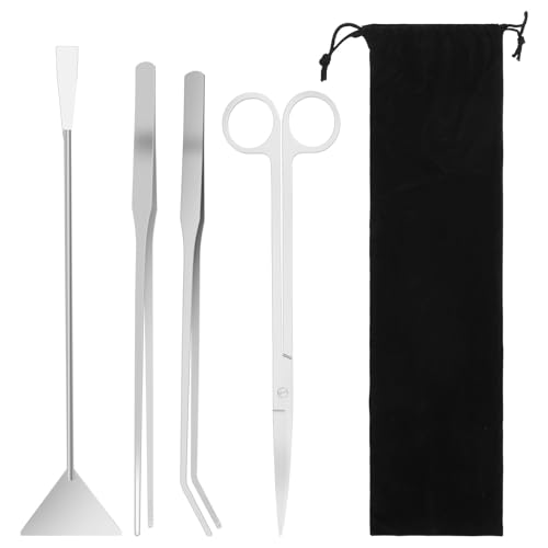 4 in 1 Aquarium Aquascape Kits Long 12 Inch Stainless Steel Aquatic Plant Aquascaping Tool Extra Long Aquascape Tools Sets Flexible for Fish Tank Cleaning Plant