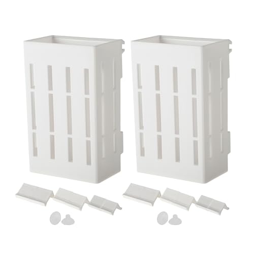 Aquarium Plant Holder, Fish Tank Plant Holder, Aquarium Plant Holder with Hooks and Suction Cups, Aquarium Plant Pots for Hanging Plants, White, 2set